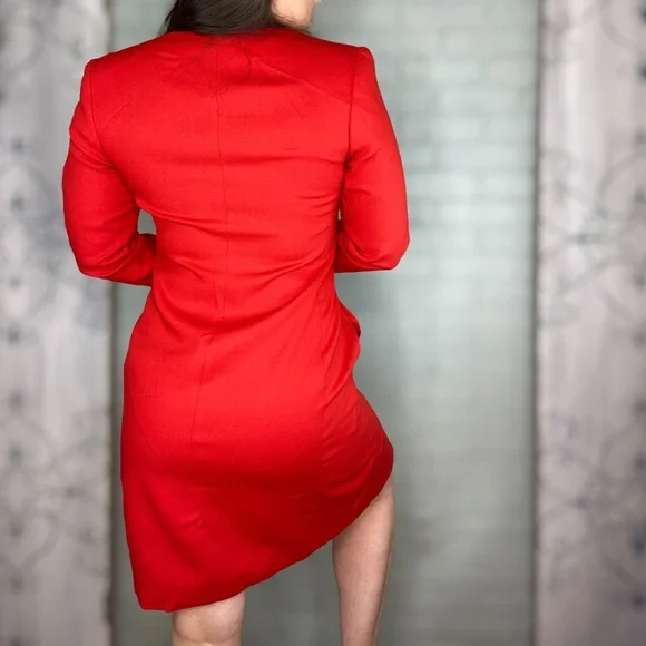 Vintage Evan Picone Red Button Up Blazer Dress Size 6 - Picture 2 of 16